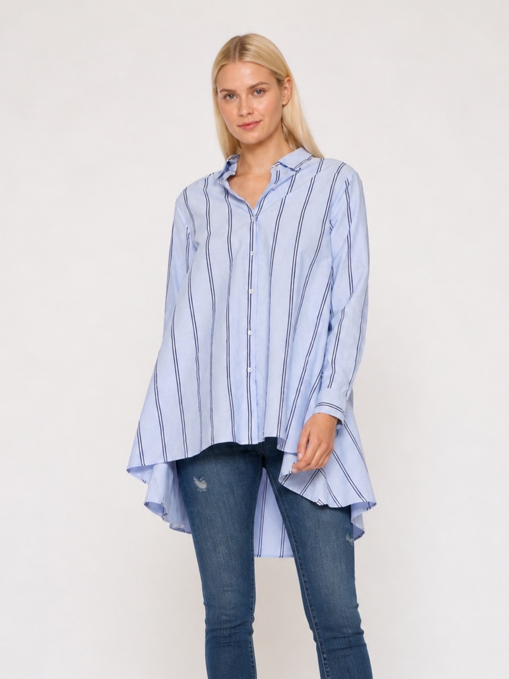 Walter Baker Myron Stripe Hi-Lo Blouse
